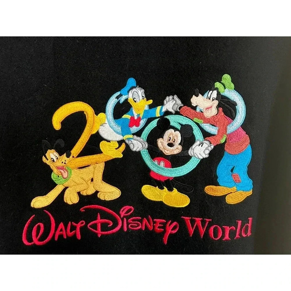 Walt Disney World 2000 Black Leather/Wool Bomber Jacket, LG,USA